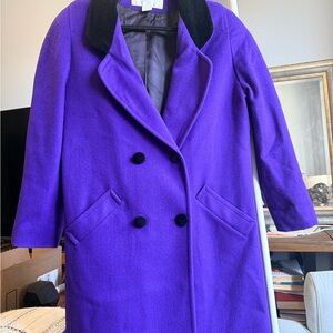The Limited Vintage Vibrant Purple Pea Coat with Black Accents